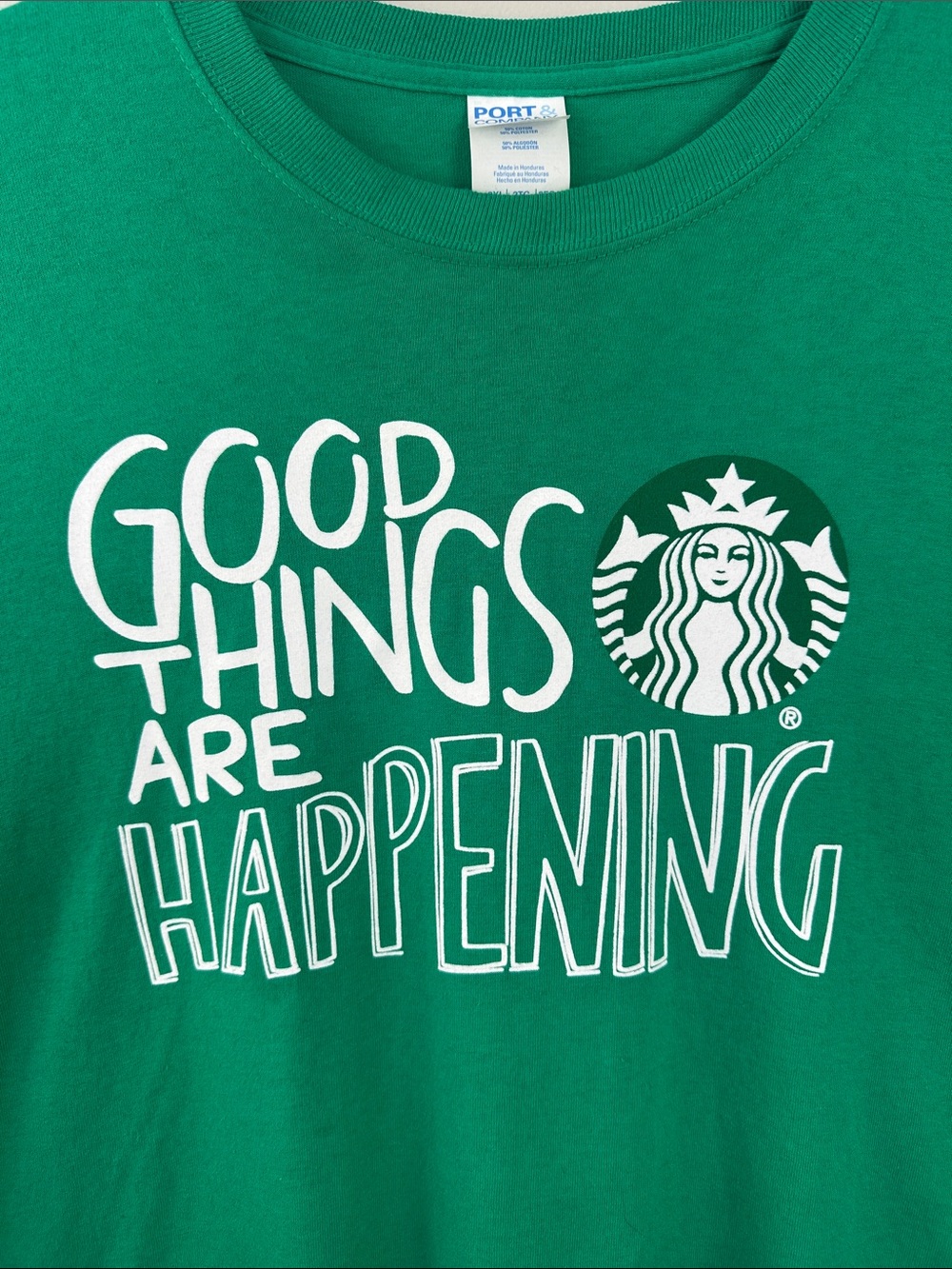 Starbucks "Good Things Are Happening" Green Employee Partner Graphic Tee XXL